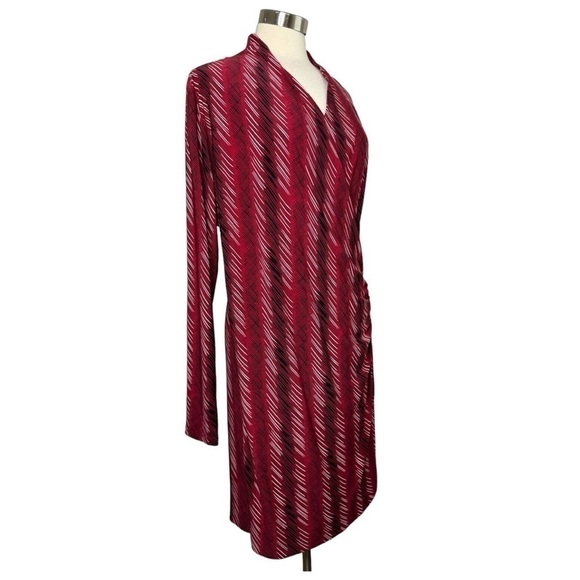 NORMA KAMALI Red Micro Striped Faux Wrap Dress size XXL - Picture 3 of 10